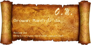 Orowan Manfréda névjegykártya